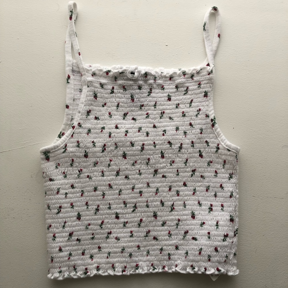 Forever 21 Rose Smocked Cropped Tank